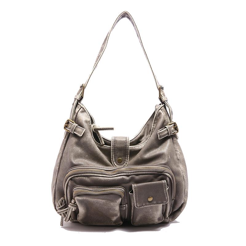 Женская модная выстиранная состаренная сумка-локомотив Spice Girl, многокарманная, в японском и корейском тренде, на плечо