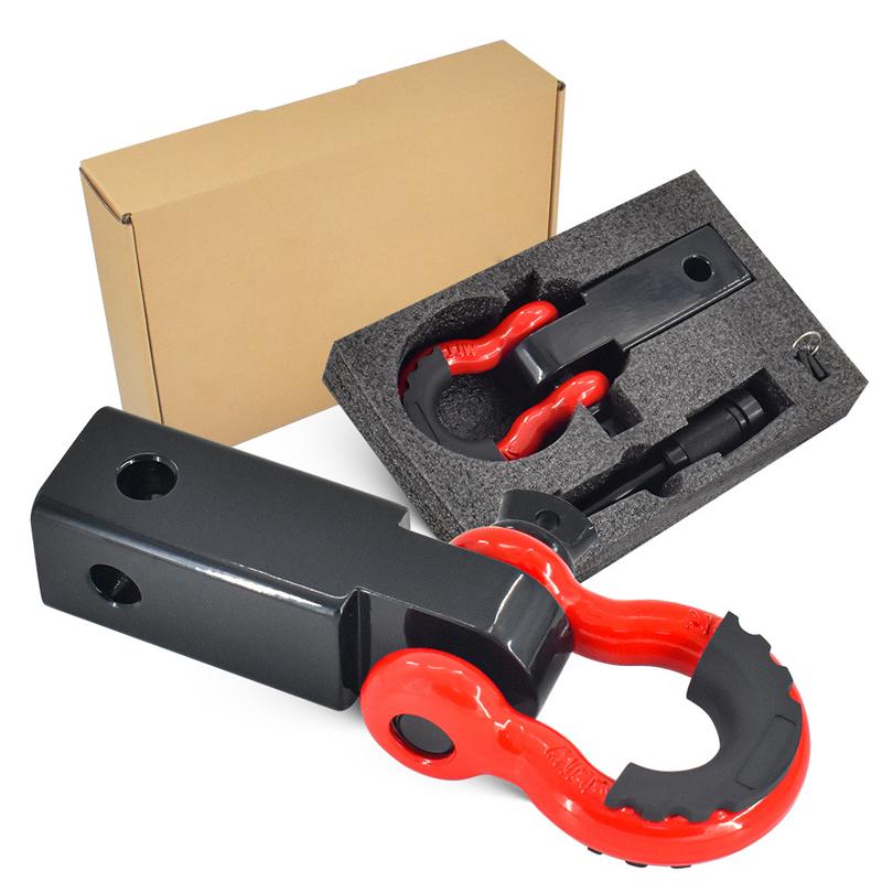 Heavy Duty 2'' 4*4 Carbon Steel Trailer Tow Hook Bar for Car Shackle Hitch Receiver With 3/4'' D Ring for jeep