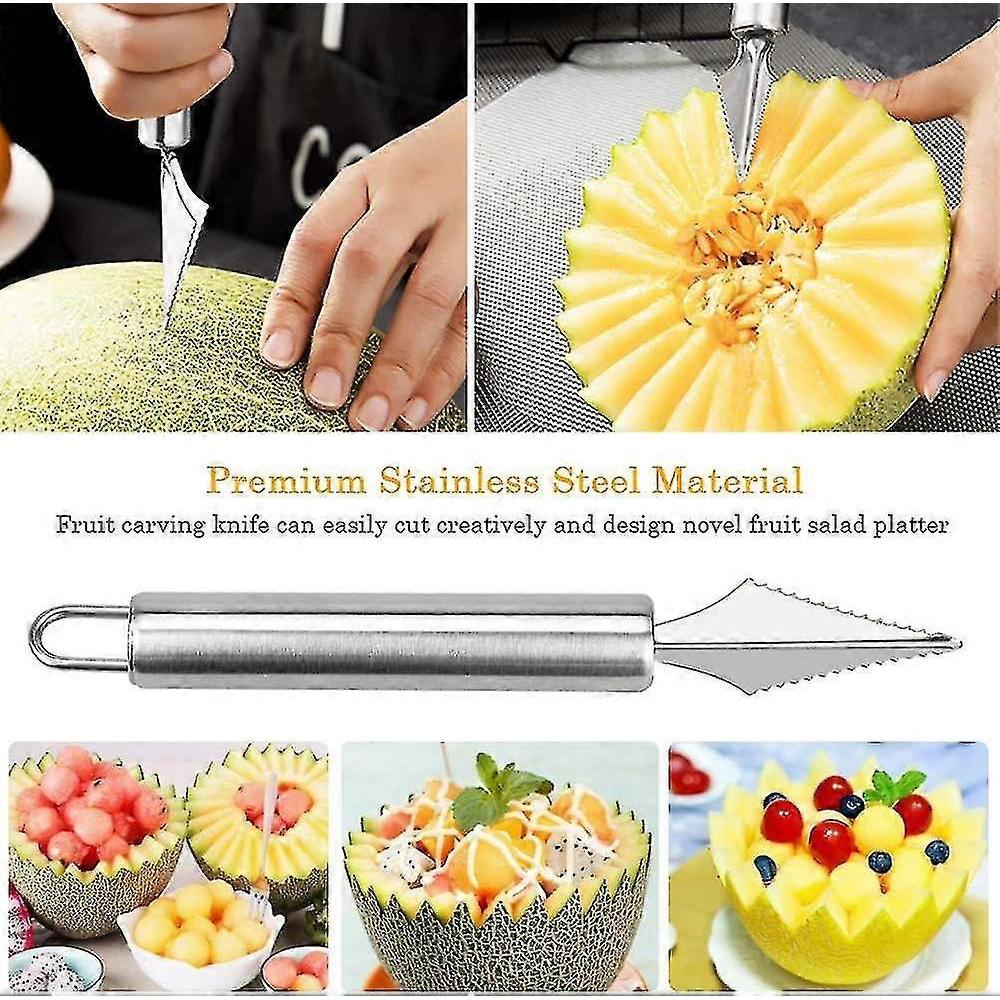 4 Pcs Fruit Tool Set 4 In 1 Fruit Carving Knife Stainless Steel Watermelon Baller Multifunctional Fruit Peeler Seed Remover Kitchen Helper