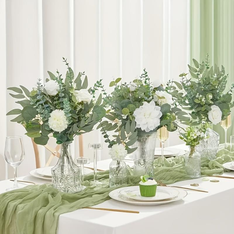 100 шт. Искусственные листья эвкалипта Стебли Ветки эвкалипта Искусственные растения для домашнего свадебного декора