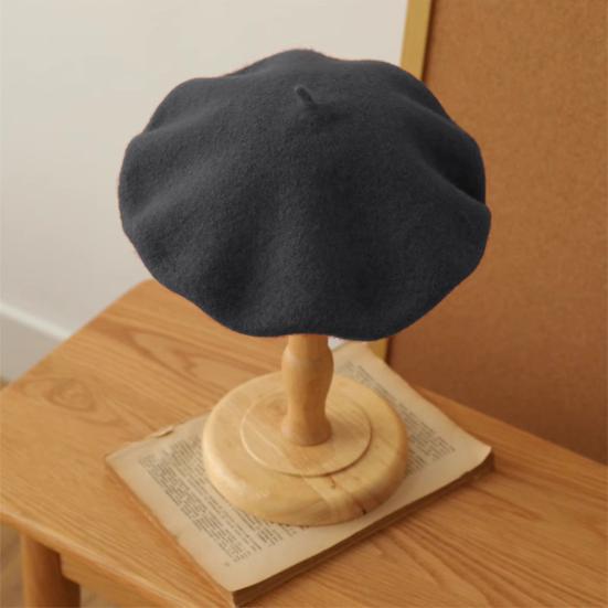 Women Beret Vintage Solid Color Painter Hat Wool Blend French Style Artist Cap Lightweight Headwear for Party Outdoor