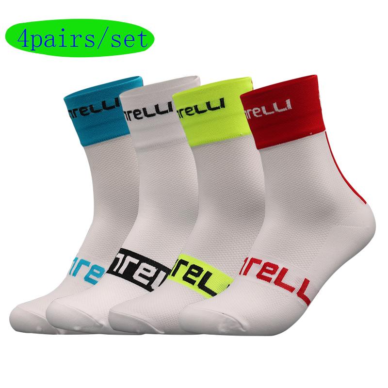 Велоноски мужские 4 пары/набор Велоноски женские Спортивные влагоотводящие дышащие Футбольные компрессионные носки