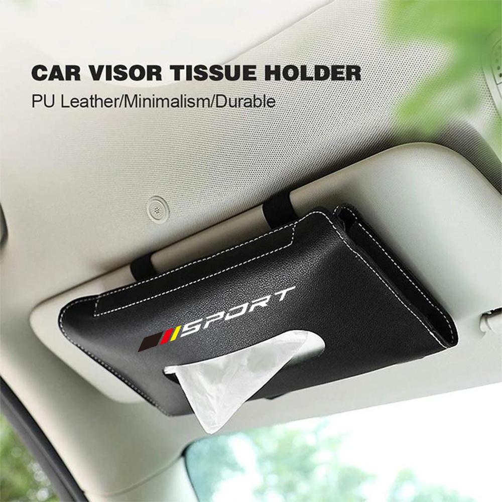 Alphabet Car Sun Visor Suspension Tissue Box Bracket PU Leather Car Tissue Box Car Interior Storage