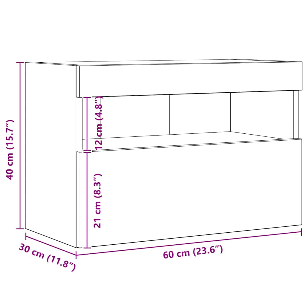 TV Wall Cabinet 2 pcs Black Oak Effect 60 x 30 x 40 cm