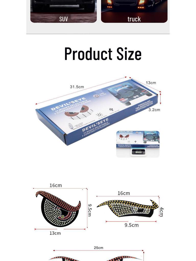 Автомобильная светодиодная фара «Глаз демона-вампира»: Персонализированная декоративная сигнальная лампа