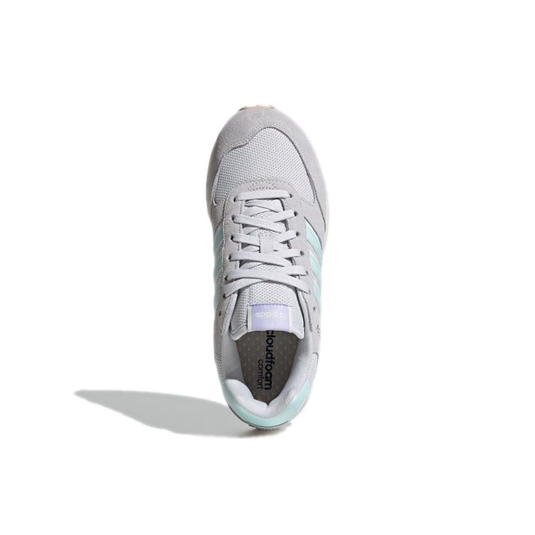 adidas Neo Run 80-е Удобная ткань Кожа Нескользящие Износостойкие Низкие Кроссовки для бега Женские кроссовки Серо-синие GV7301