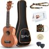 Укулеле сопрано из красного дерева для начинающих и профессионалов 21 с футляром, комплект струн Akira, дюйм, ремень, (21 дюйм)