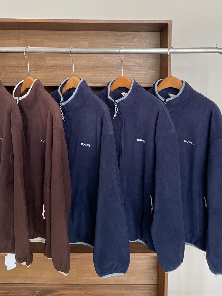 Женская ретро флисовая куртка с воротником-стойкой - стиль осени 2025