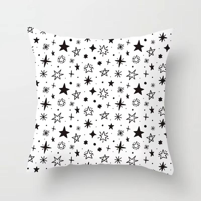 Double Sided Black White Geometric Pillowcase Polyester Striped Cushion Cover for Sofa Living Room and Modern Home Decor