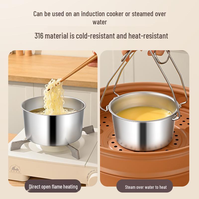 Ланч-бокс из пищевой нержавеющей стали 316: Герметичный круглый контейнер с крышкой для офиса, лапши быстрого приготовления и супа.