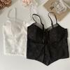 Hot Girl Pure Desire Lace Jacquard Mesh Camisole Vest with Chest Cushion for Women Slim Fit and Slimming Effect Inner and Outer Tops