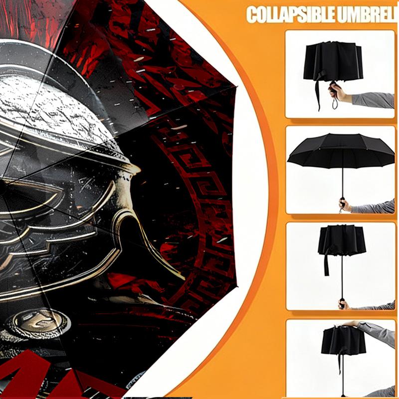 Custom Name Personalized Spartan army Print Umbrella, Auto Open Close, 8‑Rib Sturdy Frame, Commute Camping Hiking Use, Birthday Gift