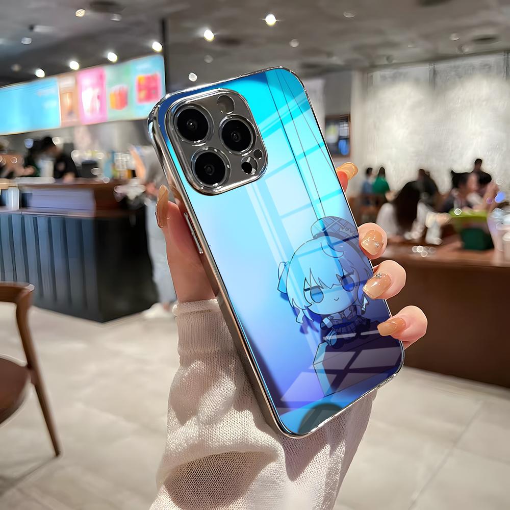 Чехол для телефона H-Hoshimachi Suisei Для IPhone 17 Pro Max 15 Pro 16 14 Plus 12 13 Mini 11 Pro Ударопрочный Электрооplated Стеклянная крышка