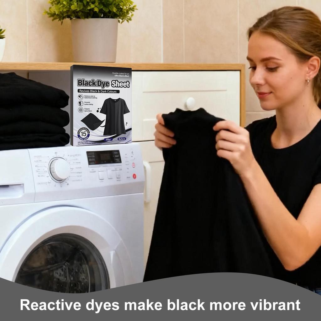 Черный краситель для одежды, 15 шт. листов черного красителя для одежды, восстановитель цвета ткани и краситель для одежды для стирки, оживите выцветшую одежду