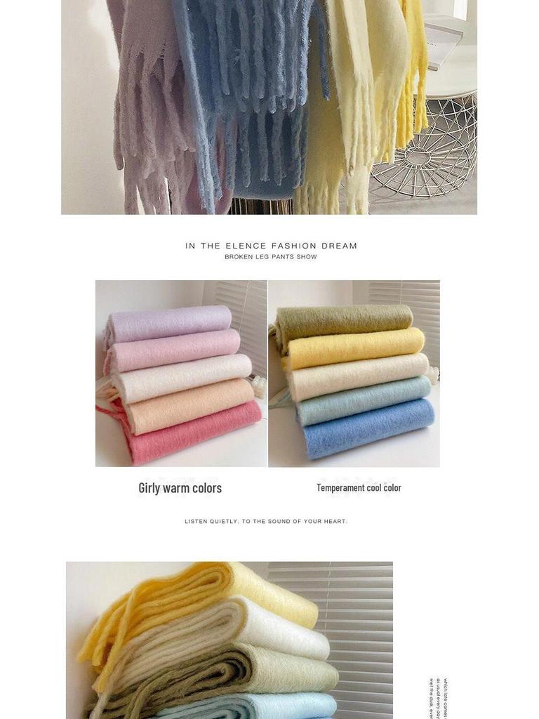 Unisex Mohair Scarf: Solid Color, Warm Winter Shawl