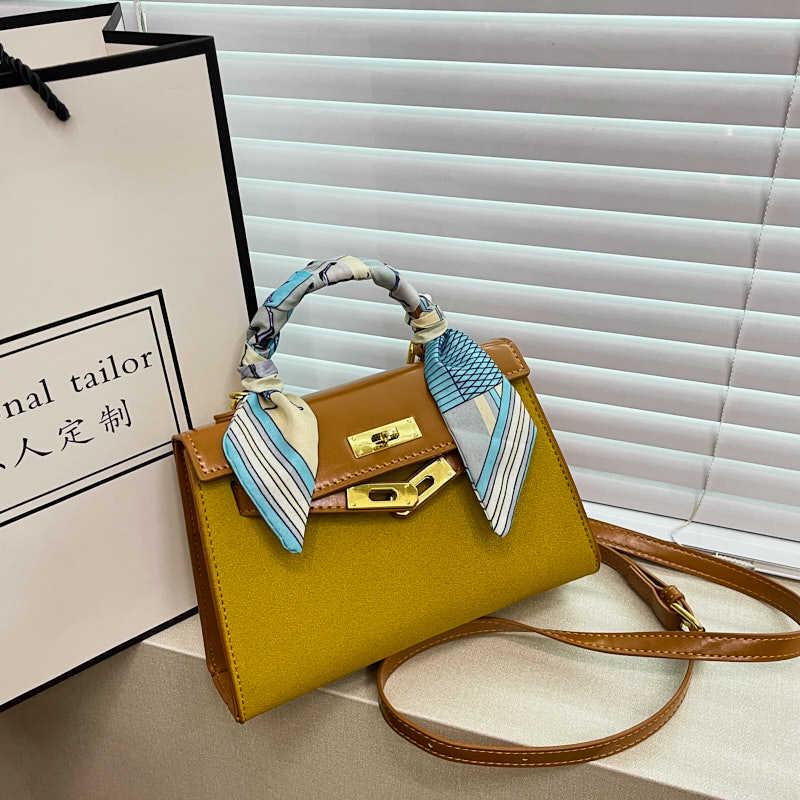 Kelly Women's Large Shoulder Bag with Lock and Scarf - Versatile Crossbody Handbag