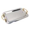 Stainless Steel Serving Tray Exquisite Elegant Mirror Surface Golden Carrying Handle 304 Stainless Steel Dinner Plates