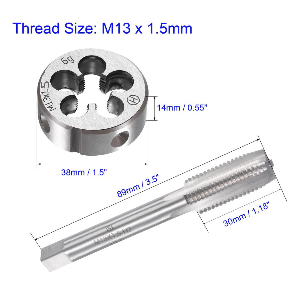 Единство Метчик для глухих отверстий, Метрический ручной метчик, Набор сверл-метчиков, Метчик для прямой резьбы, Коническая и круглая плашка, Инструмент для нарезания резьбы для ремонта, M13 1,5 мм