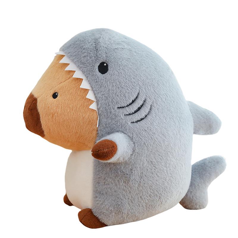 Shark Capybara Plush Toy - Large Cute Animal Doll Pillow for Children and Girls