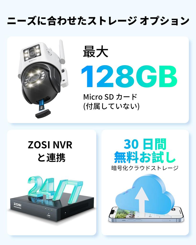 ZOSI Dual Lens WiFi Security Camera Outdoor Indoor 8x Hybrid Zoom CCTV Camera Dual View WiFi Camera Detection Feature Spotlight Siren Color Night