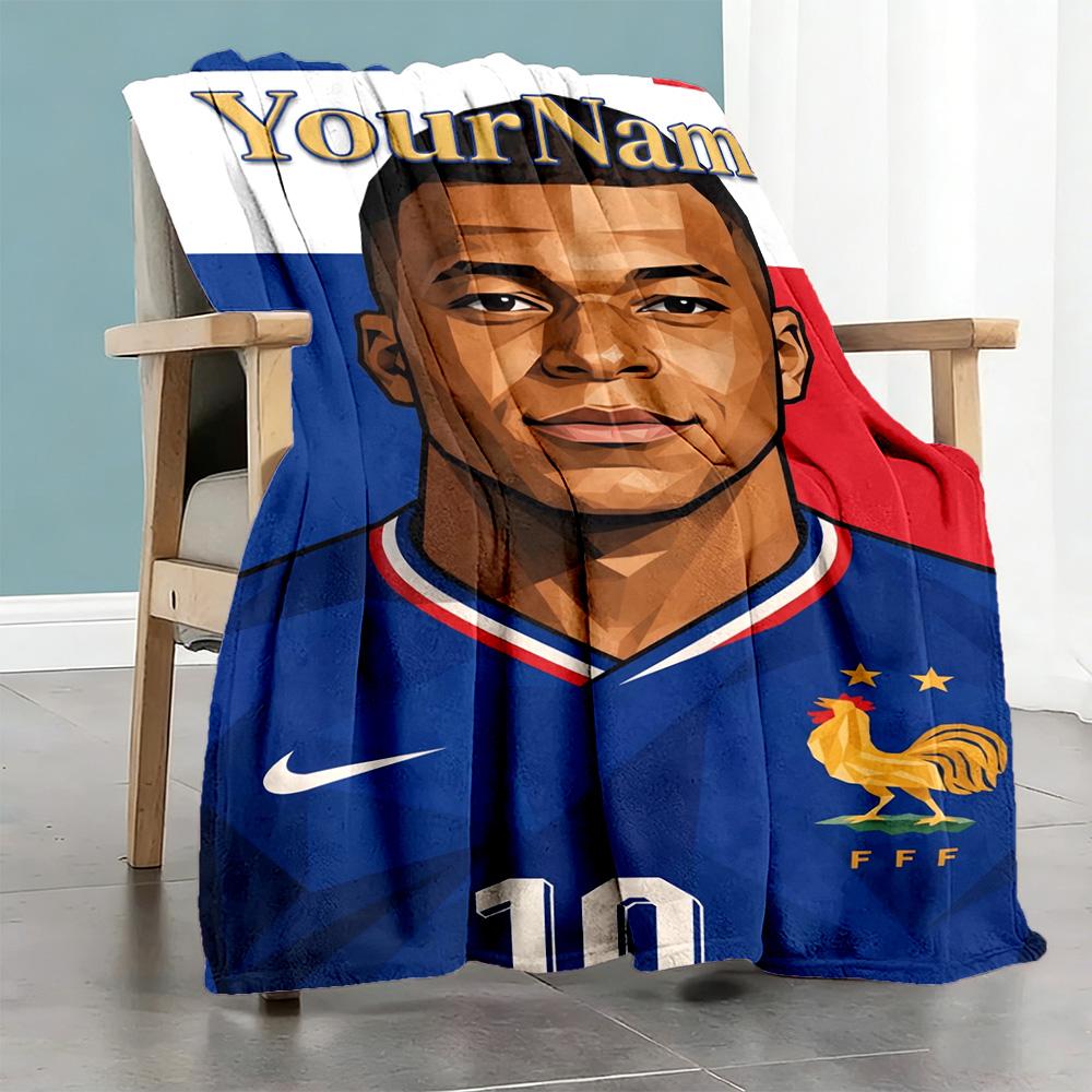 Mbappe 261 Personalized Name Blanket Throw Personalized Blanket Durable Comfort Versatile for Bedding Seaside Nap Bed Four Seasons Multipurpose