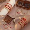 5Pcs/Set Gold Color Bohemian Beaded Bangle Ethnic Style Beach Jewelry Set  Valentine's Day