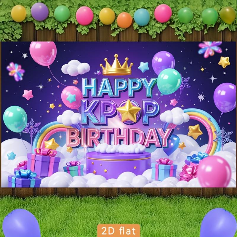 Polyester material background cloth. Celebratory K-pop birthday celebration.for party decoration, family, farm, club, garden.