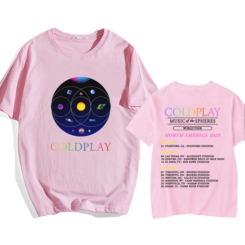 Футболки Cold-play Music of The Spheres World Tour 2025 Футболки из хлопка Тяжелая футболка с графическим принтом Mental Fashion Футболки с коротким рукавом унисекс