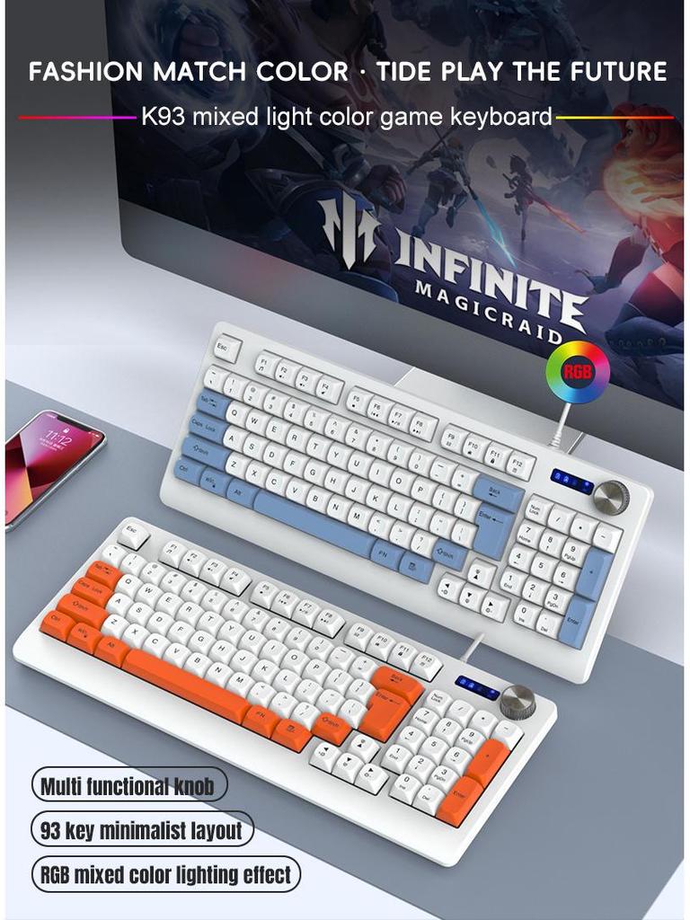 K93 Проводная игровая клавиатура - 93-клавишная RGB механическая клавиатура
