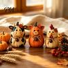 Decorative Wooden Tabletop Accents 3PCS Rustic Autumn Harvest Ornaments, Animal Designs Retro Maple Leaf Table Centerpieces Distressed Farmhouse