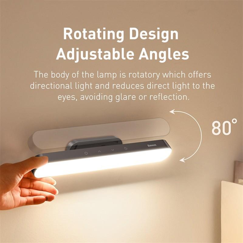 Baseus Night Light Подвесной Магнитный Светодиодный Настольный Светильник Плавная Регулировка Яркости Настольная Лампа Перезаряжаемый Для Шкафа Спальни Кухни Свет