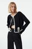 Women's Fashion Stylish Cardigan Black Ribbon Bow Detailed Crop Jacket Look Knitwear Cardigan