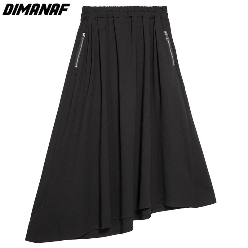 DIMANAF 2023 Летняя женская эластичная юбка Свободная повседневная женская базовая черная юбка