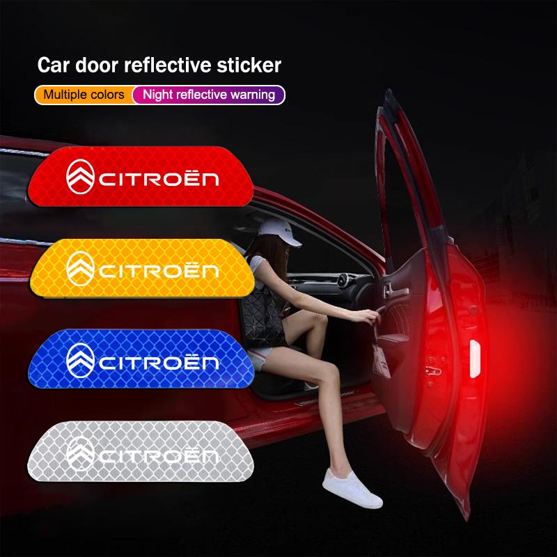 Car Door Reflective Sticker Tail Warning Sticker Auto Accessories For Citroen C5X e-C4 X e-C3 C4 C3 C5 Berlingo C-Elysee C1 C6