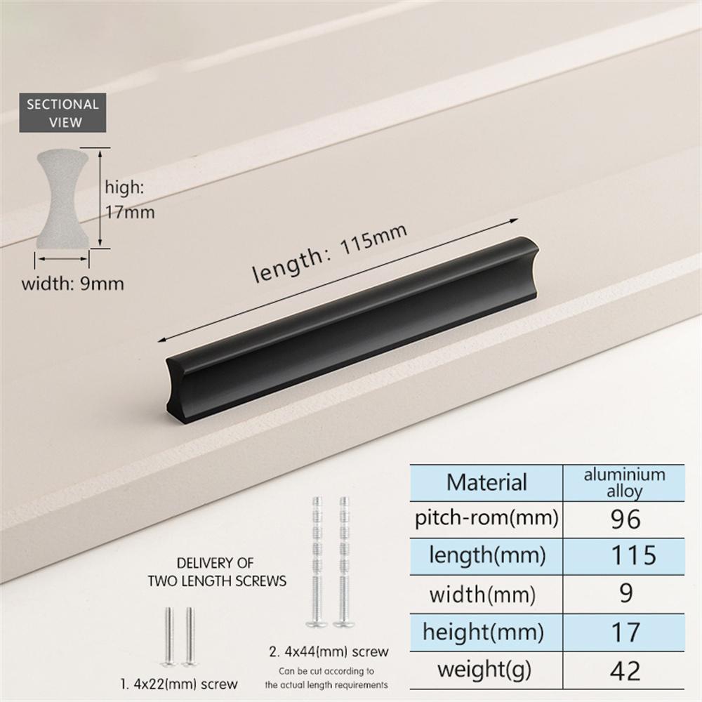 Мебельная ручка 96 мм межосевое расстояние, 115 мм длина, алюминиевый сплав, ручка для кухонного шкафа, фурнитура для мебели