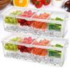 Fridge Fruit Box with Ice Stoarge Space Transparent Detachable Lid 4 Compartments Salad Fruit Vegetable Preservation Container Picnic Spice