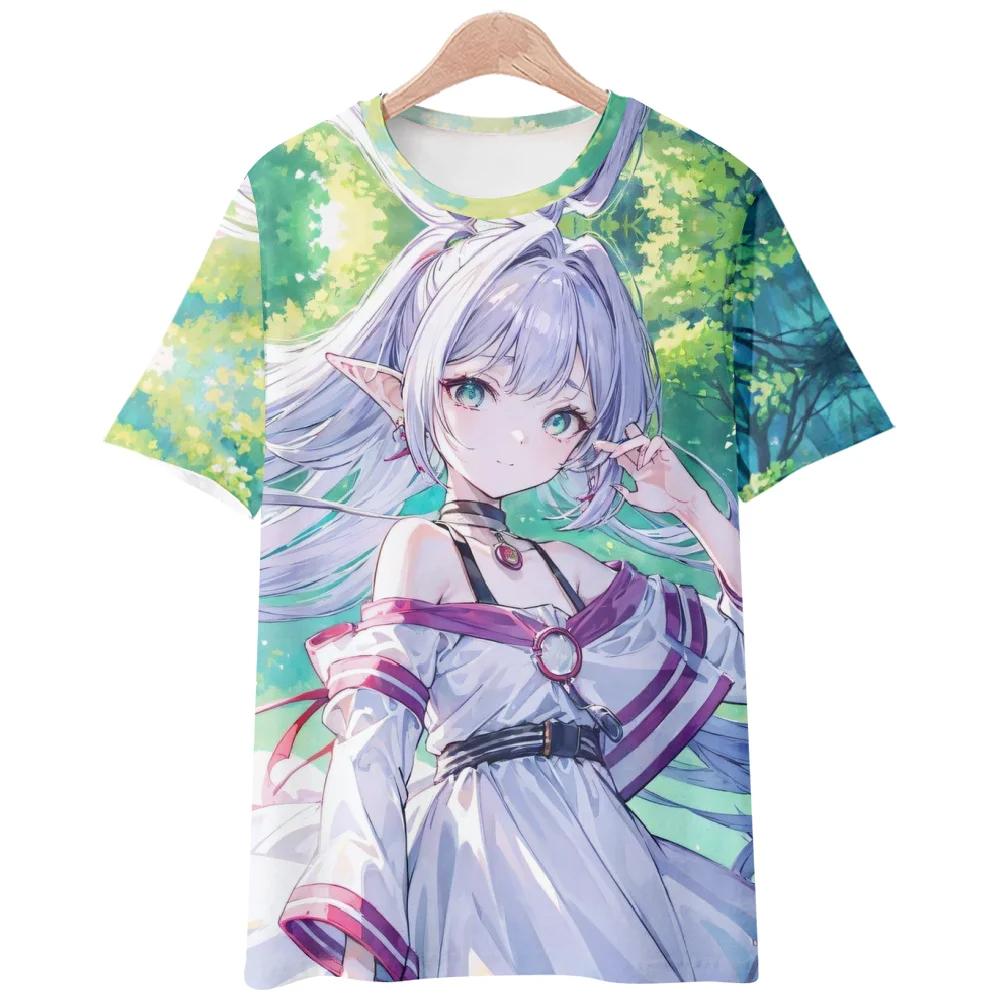 Anime T-Shirts Sousou No Frieren Tshirt 3D Print Streetwear Men Women Fashion Oversized Short Sleeve T Shirt Girls Tees Clothing