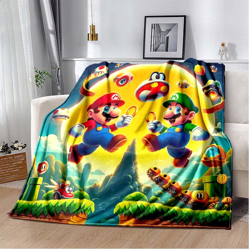 Super Mario game blanket, warm and comfortable flannel blanket, suitable for bedrooms, sofas, beds, chairs