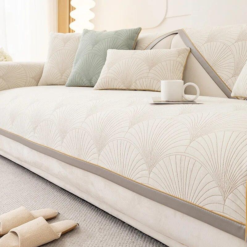 Scallops Jacquard Sofa Cover Pet Kids Mat Non-slip Couch Slipcover Protector Cover Universal Sofa Towel for Living Room Decor