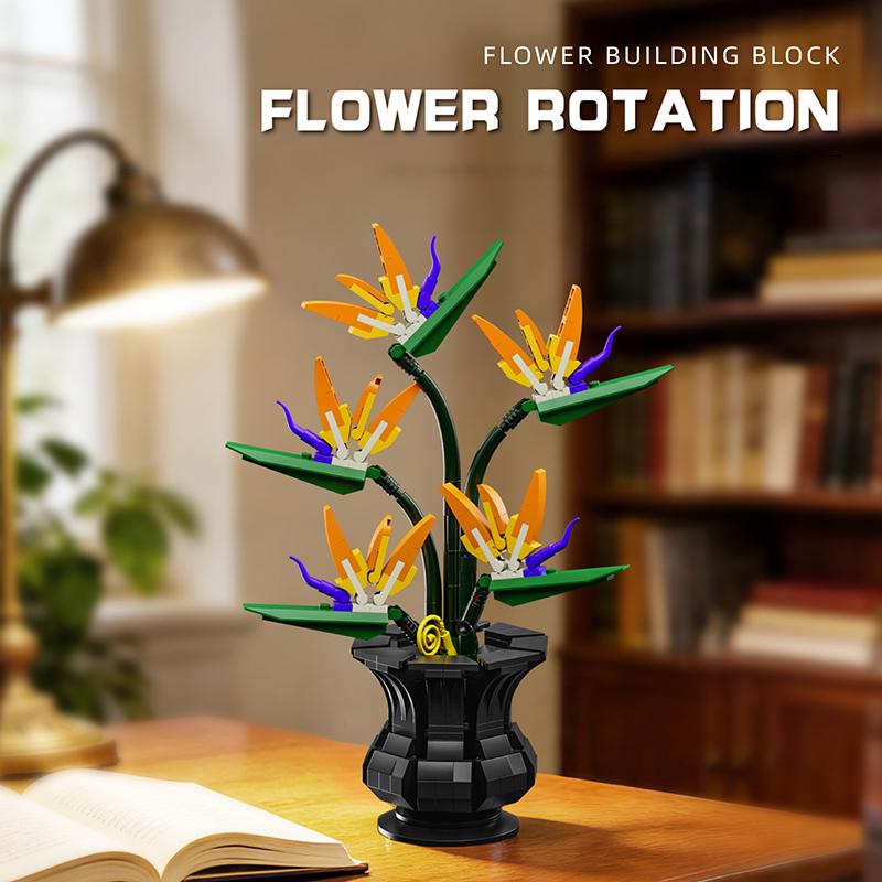451Pcs Bonsai Bird Of Paradise Flower Building Blocks Toys Set, Creative Home Decor Flower Assembly Toy, Girl'S Birthday Gift