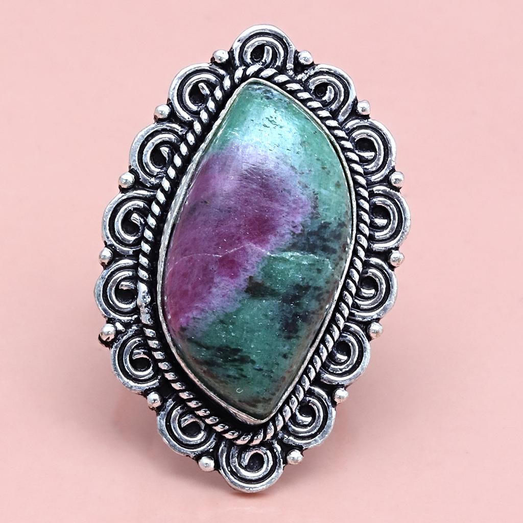 Ruby Zoisite Gemstone Handmade Silver Jewelry "7"