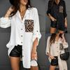 Top Female Loose Leopard Pocket Panel Shirt Female
