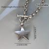 Personalized Punk Style Silver Color Chain Star Pendant OT Buckle Necklace, Women's Simple and Fashionable Jewelry Accessories