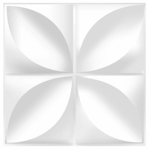 TroyStudio Acoustic Diffusion Panels - Set of 4 Acoustic Panels, 3D Wall Panels 30cm X 30cm X 2.5cm (White, Wood Leaf Pattern)