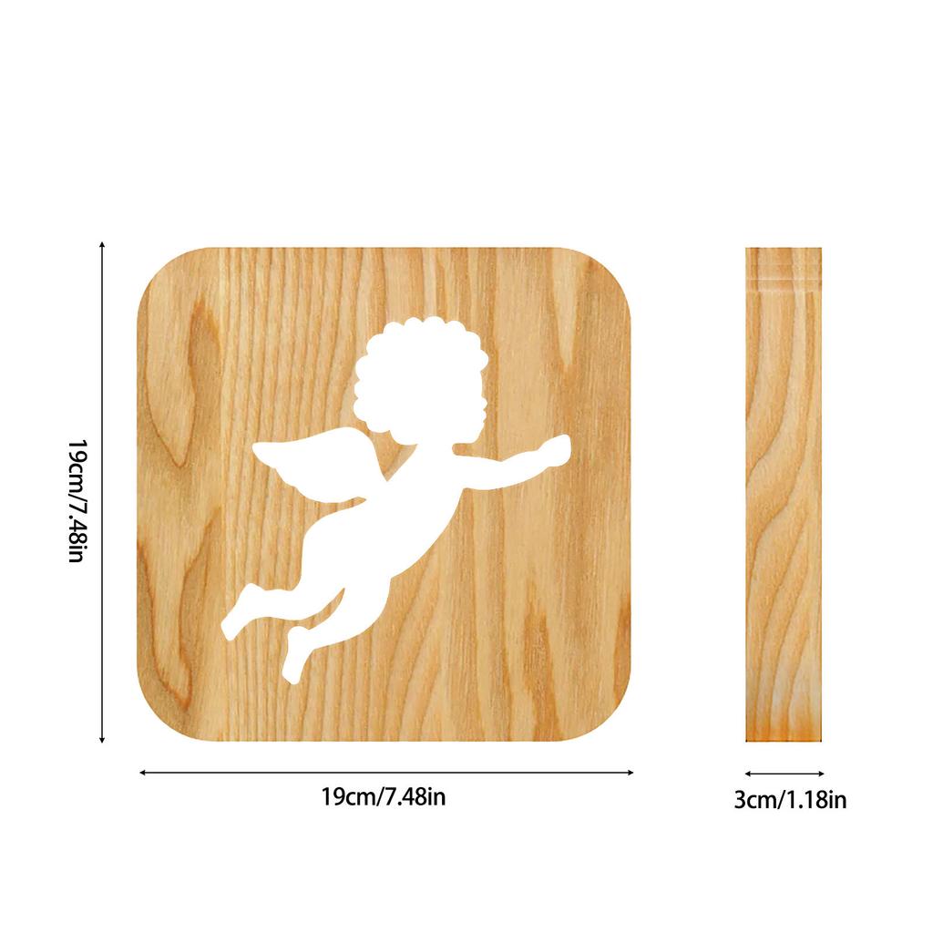 LED Wooden Night Lamps for Bedrooms Table Lamp With 3D Pet Cat Lampshade USB