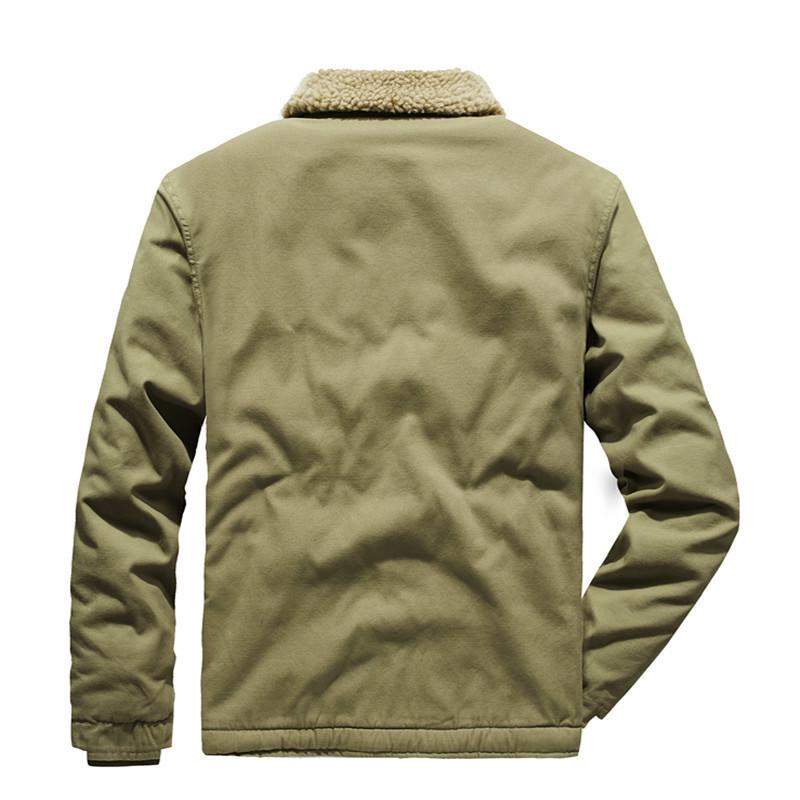 Winter Casual Lamb Wool Cotton Clothes Men's Fleece Thickened Lapel Military Uniform Large Size Cotton Coat