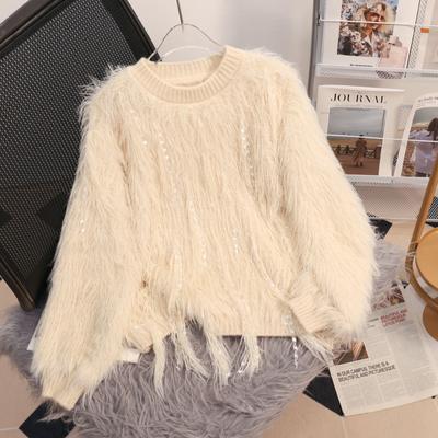 Autumn and Winter Bottoming Shirt Fashionable and Foreign Versatile Wool Knitted Sweater Top Small Short Fringed Sweater
