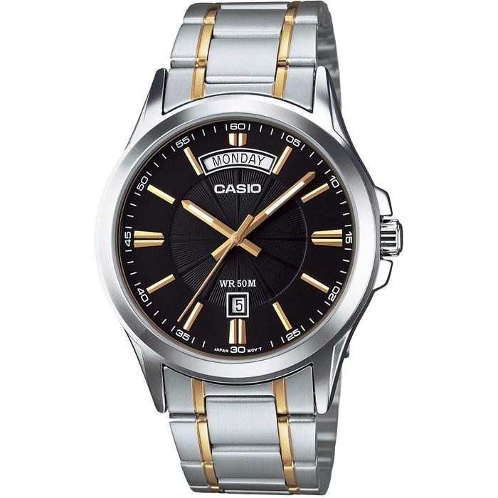 Casio Analog Quartz Men's Watch MTP-1381G-1AV Metal Band Silver & Gold/Black