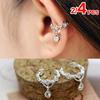 2/4PCS Cute Ear Bone Folder Punk Water Drop Without Pierced Ear Cuff Wrap Cartilage Clip On Earring Non Piercing Jewelry