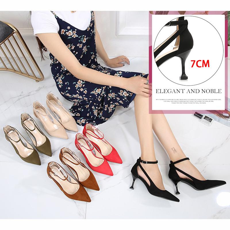 Модные элегантные женские фетиш-сандалии на высоком каблуке 7 см, женские замшевые сандалии на низком каблуке с острым носком больших размеров, дешевая офисная обувь